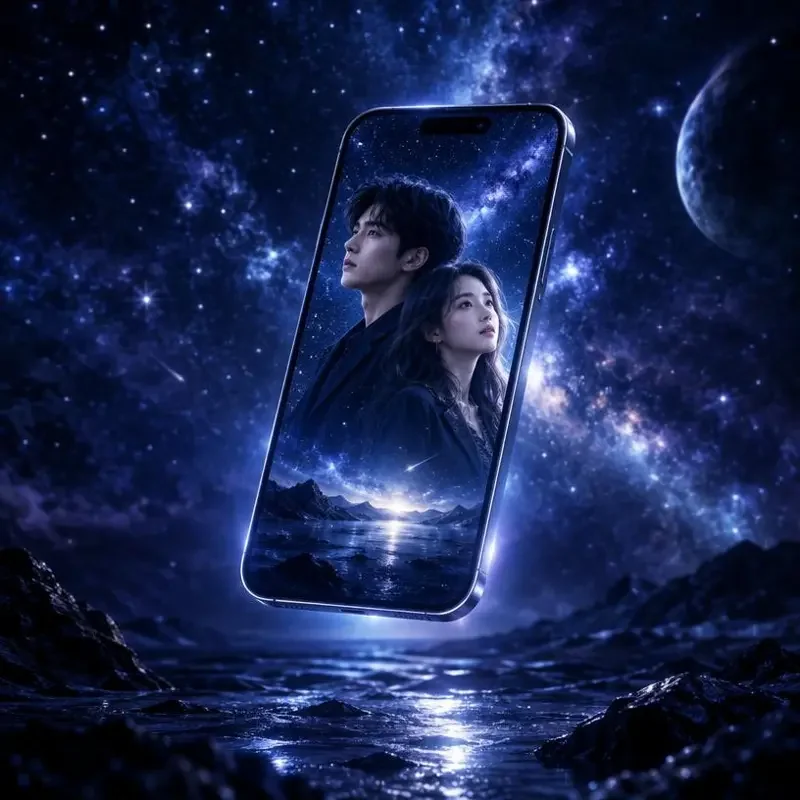 夸克短剧 APP 界面展示：星夜主题的短剧播放页面